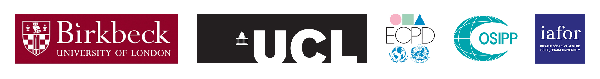 Partner Logos: Birkbeck, University of London, UCL, OSIPP, IAFOR Research Centre